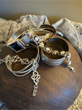 Vintage Bracelet Lot 7pc Mixed Metal Cuffs Sterling Silver WR Copper Boho Stack